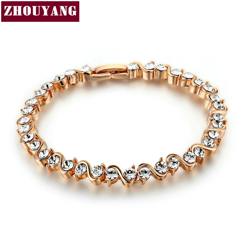 Высокое качество Римский верв розовое золото цвет браслет ювелирные изделия австрийский кристалл ZYH039 ZYH040