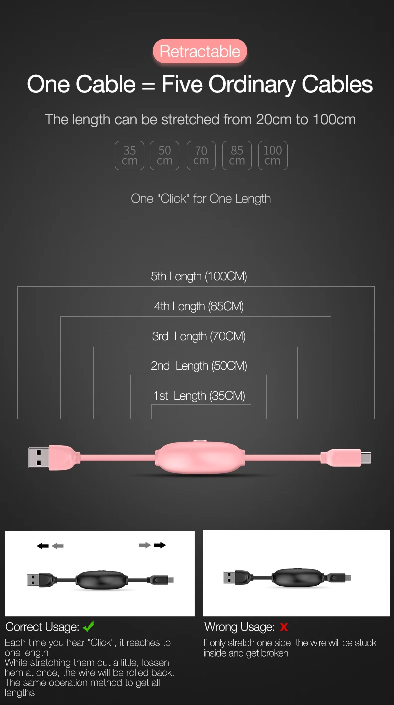 CAFELE, выдвижной usb-кабель type-c для samsung, huawei, xiaomi, яркие цвета, быстрая зарядка, плоский usb-кабель, зарядное устройство, кабель для синхронизации данных