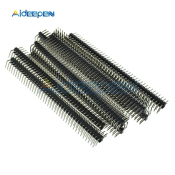 

10Pcs/lot 2.54mm 2 x 40 Pin Male Double Row Right Angle Pin Header Strip Pin Header Double Row