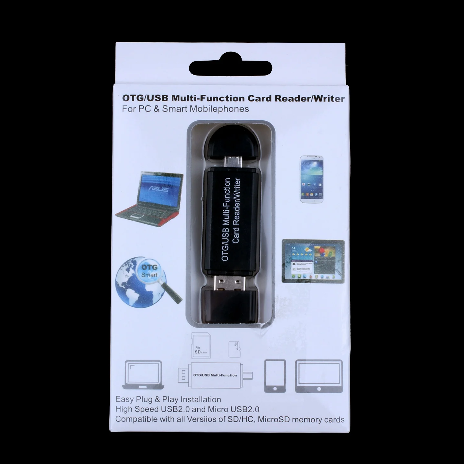 1x пластиковый OTG кардридер Micro-SD/SD карта/USB Картридер для телефона TF высокая скорость 2,0 мульти-функция кардридер