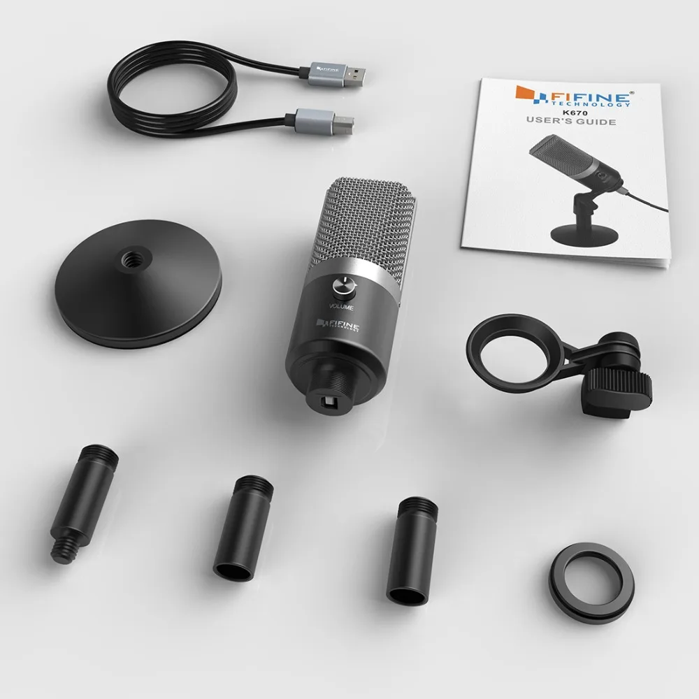 Конденсаторный USB микрофон FIFINE 670 1 профессиональный для записи Youtube Skype встреч игр
