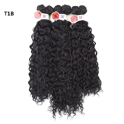 14-18inch Jerry Curl Weave Synthetic Hair Weave Bundles Ombre Purple Bug Sew in Hair Extensions 6pcs/pack Hair Expo City - Цвет: # 1B