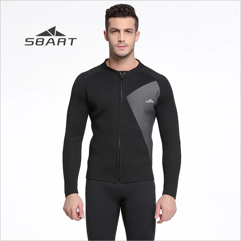 

Sbart New 3mm Wetsuit Men Jacket Black Winter Swimming Tops Long Sleeve Rash Guard for Snorkeling Surfing Scuba Diving Equipment
