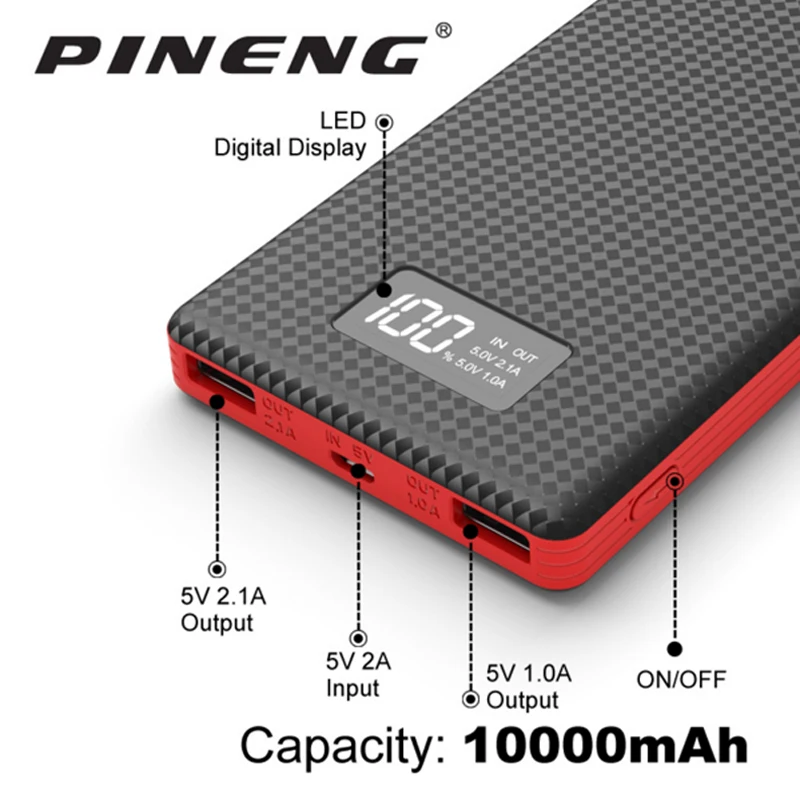  Cargador de batería portátil de 10000mAh original Pining PN-963 cargador USB de polímero de litio c