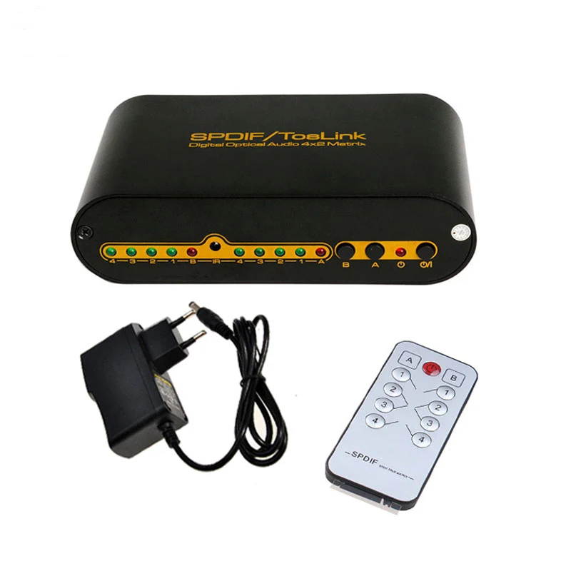 SPDIF TOSLINK цифровая оптическая аудио правильная матрица 4x2 коммутатор