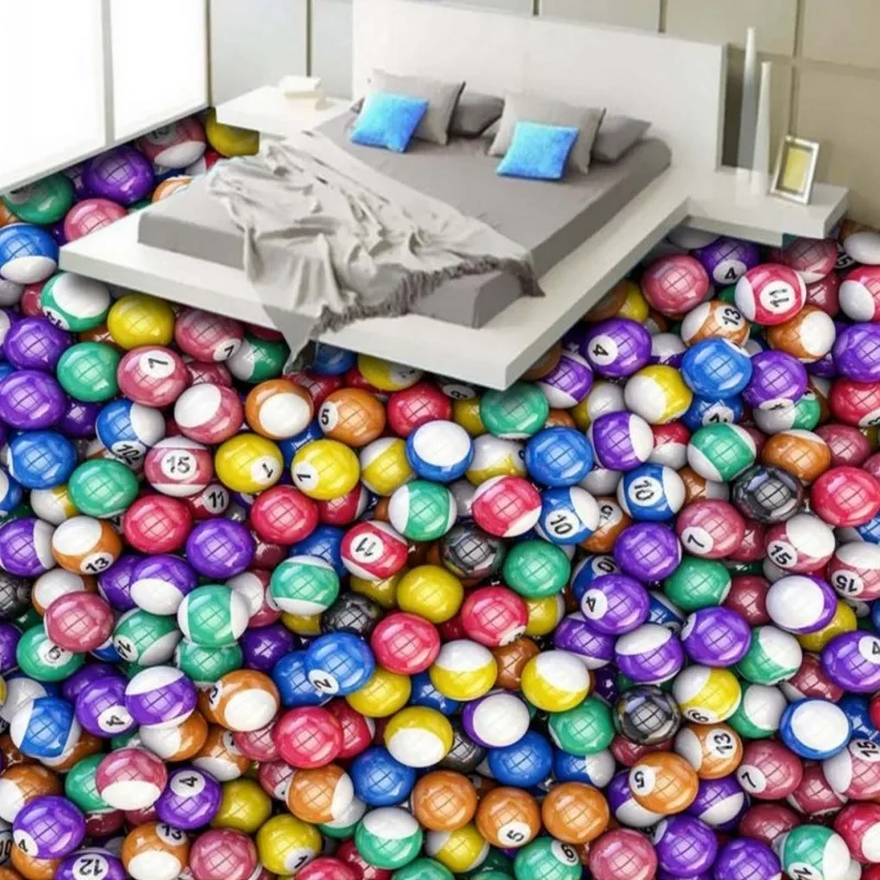 

Free Shipping 3D stereo HD color billiard space floor Bedroom entertainment flooring stickers bar wallpaper