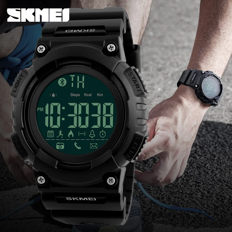 

SKMEI Bluetooth Digital Watch Men Sports Smart Wristwatches Alarm Clock Countdown Pedometer Waterproof Relogio Masculino Relogio