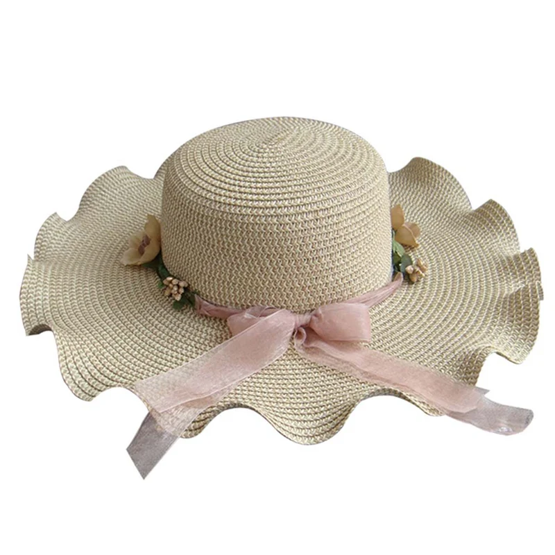 2018 Girls Summer New Hats New Straw Baby Sun Hat With Flowers Kids