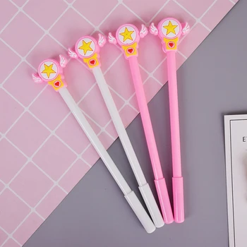 

1 Pcs/Lot Cartoon Pink heart Magic wand student gel pen Silica gel writing pens stationery canetas material escolar