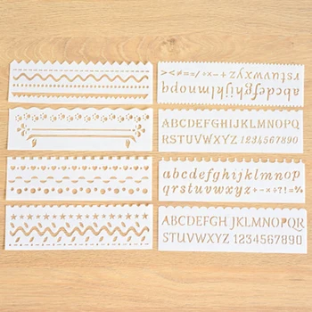 

8 pcs/lot Letter Numbers Layering Stencils for Walls Painting Drawing Ruler DIY Scrapbooking Stamp Decoration Embossing Crafts