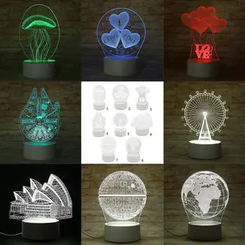 

3D LED USB Charge Night Light 7 Colors Change Touch Switch Lamp Home Bedroom Decor Creative Gift Table Lamp Gift for Kids