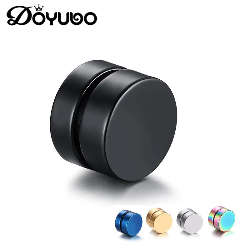 

DOYUBO Simple Style 316L Stainless Steel Round Clip Earrings For Men And Women Colorful Unisex Cool Earrings Fnie Jewelry DB015