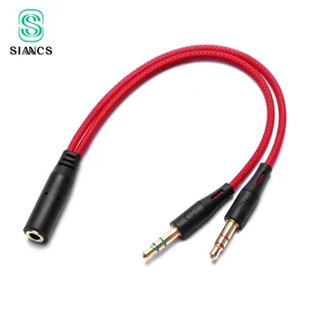 

2 in 1 Aux Audio Splitter Cable 3.5mm Jack male to 3.5 Microphone and earphone female Extension Y Stereo Splitter for iPhone5s