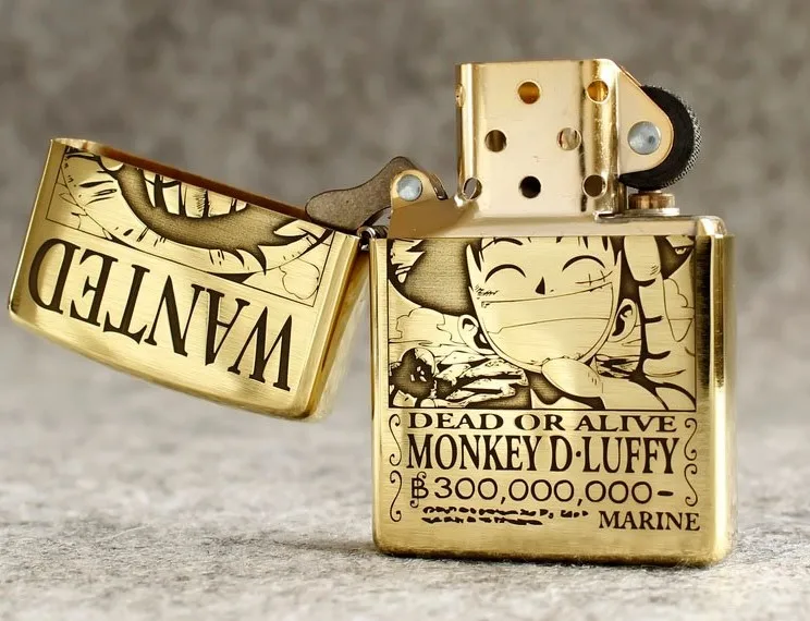 One Piece Luffy lighter Zippo Genuine copper double engraved with box