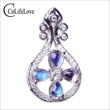 Китайский стильный кулон натуральный лунный камень кулон чистое серебро 925 пробы ожерелье кулон Летняя мода серебряные ювелирные изделия