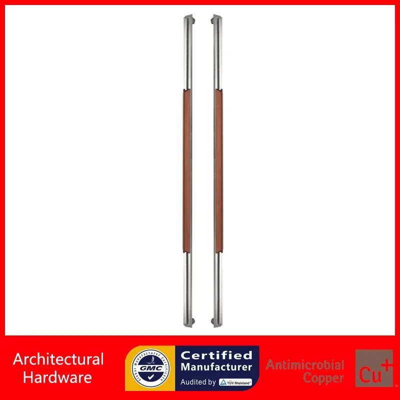 Entrance Door Handle PA-229-Brushed+Sapele-wood