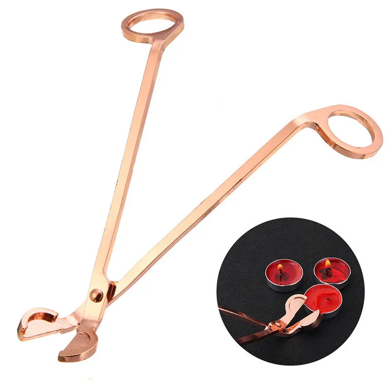 Creative Stainless Steel Candle Wick Trimmer Oil Lamp Trim Scissor Cutter Tool Hook Clipper Rose Gold Round Head Candle Scissors