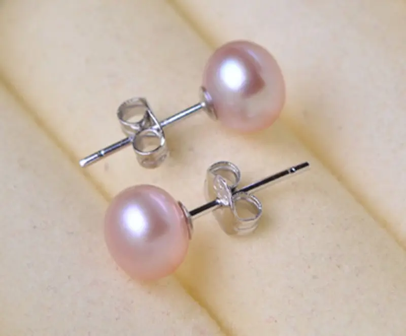 

hot sell new - Hot sale new Style >>>>Genuine Natural 7-8mm Purple Freshwater Pearl 925 Sterling Silver Stud Earrings