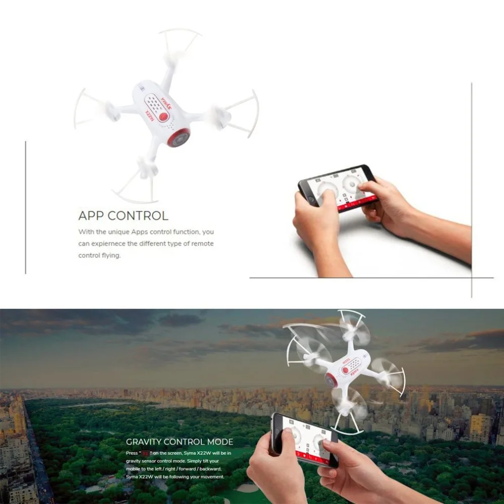 

Syma X22W 2.4G Selfie RC Drone Quadcopter With Wifi FPV Camera Real Time Headless Mode Altitude Hold 360 Flip For Kids Gift