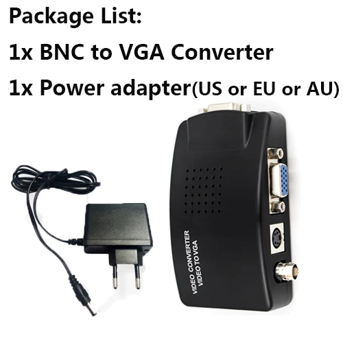 BNC к VGA видео конвертер Композитный S-Video вход к ПК VGA выход адаптер цифровой коммутатор коробка для ПК MACTV камера DVD DVR - Цвет: ADD POWER ADAPTER