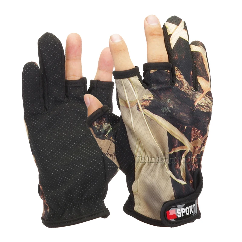 Новинка, 1 пара, 3 резиновых Противоскользящих перчатки для рыбалки, спортивные аксессуары для рыбалки, камуфляжные дышащие перчатки для рыбалки