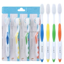 4 шт. двойная ультра мягкая зубная щетка бамбуковый уголь нано щетка для ухода за полостью рта белый# E207Y# Лидер продаж