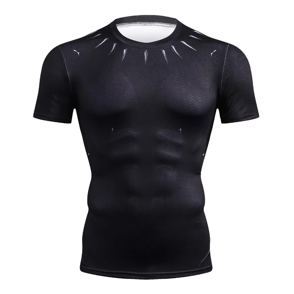 

Men's Black Panther Compression Shirt Long Sleeve T-shirt Men The Flash Print Fitness Top Base Layer Brand Clothing
