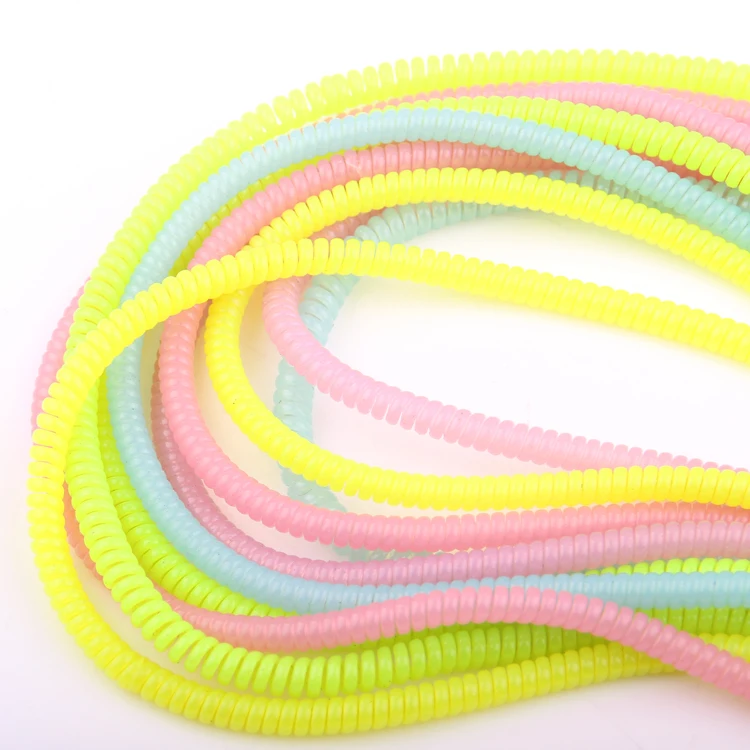 

2019 Fashion luminous color silicone bracelet channel necklace long spiral telephone wire ring tube for phone usb cable