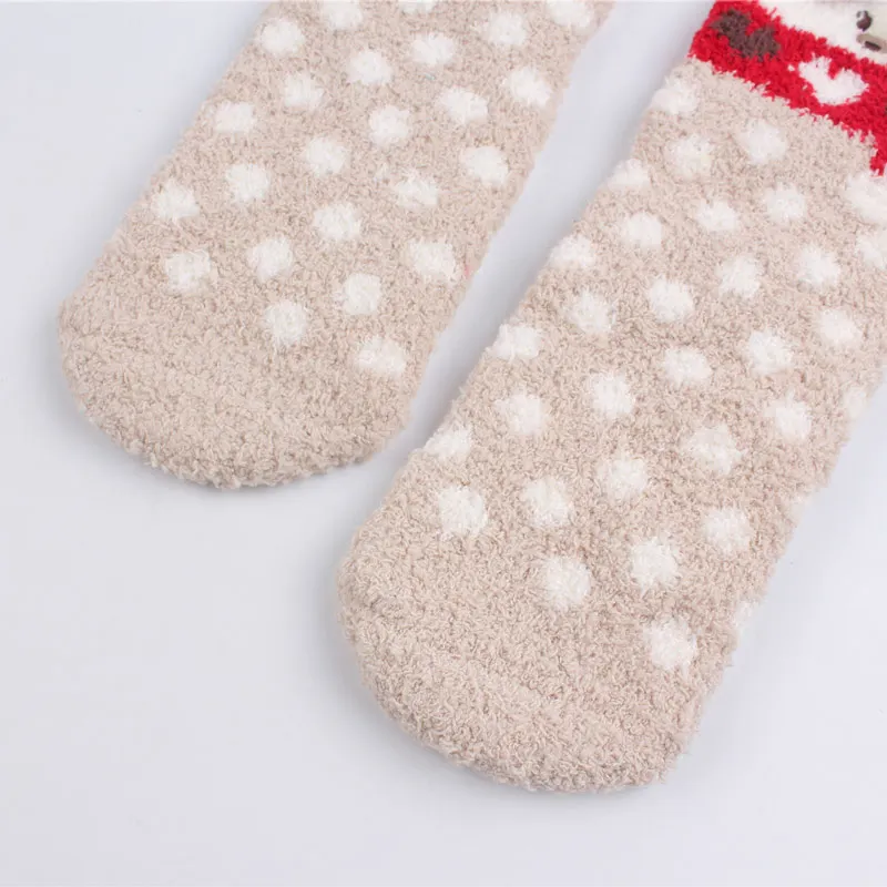 Cute Pattern Women Floor Socks Coral Fleece Winter Warm Thick Ladies Hosiery Striped Fashion Female Sock Animal Lovely (6)