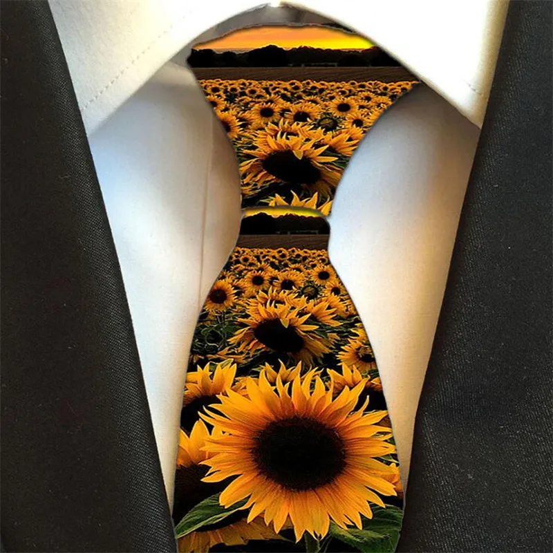 Классический мужской галстук в клетку, галстуки на шею, 8 см., с принтом подсолнуха, Цветочные Галстуки для мужчин, деловой ГАЛСТУК, свадебные вечерние галстуки, Gravatas 5S-LD17