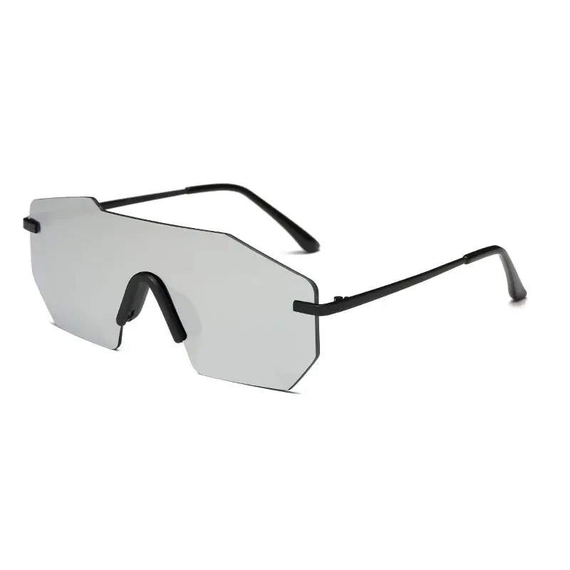 Классические солнцезащитные очки без оправы, мужские брендовые дизайнерские солнцезащитные очки большого размера, зеркальные линзы, солнцезащитные очки для женщин и мужчин, солнцезащитные очки UV400 - Цвет линз: silver