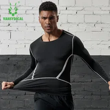 С длинным рукавом для мужчин's бег футболки для мужчин быстросохнущая спортивная рубашка тренажерный зал спортивные лосины костюмы Фитнес Топ