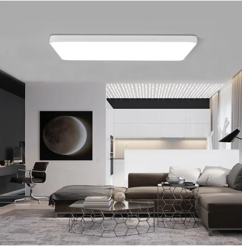 DX Modern Led Ceiling Lights Luminaire For Living Room Hall Minimalist Style Dimmable Lamp Ultra-Thin Square Warm White Lustre