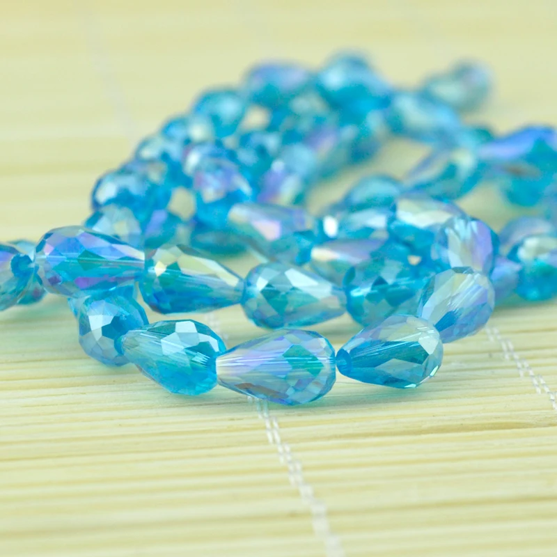 300pcs/lot Lake Blue Ab Crystal Drop Beads Crystal Faceted Beadsa 8x12mm Curtain Craft Jewelry
