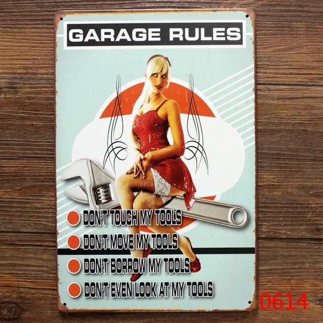 Sexy Lady Garage Rules 2030 Cm Metal Tin Signs Pub Bar Tin Garage 