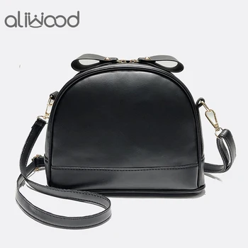 

aliwood 2019 Vintage Women's Shell Bags Simple New Bow Leather Shoulder Bags High Quality Retro Female Crossbody Bags Handbags