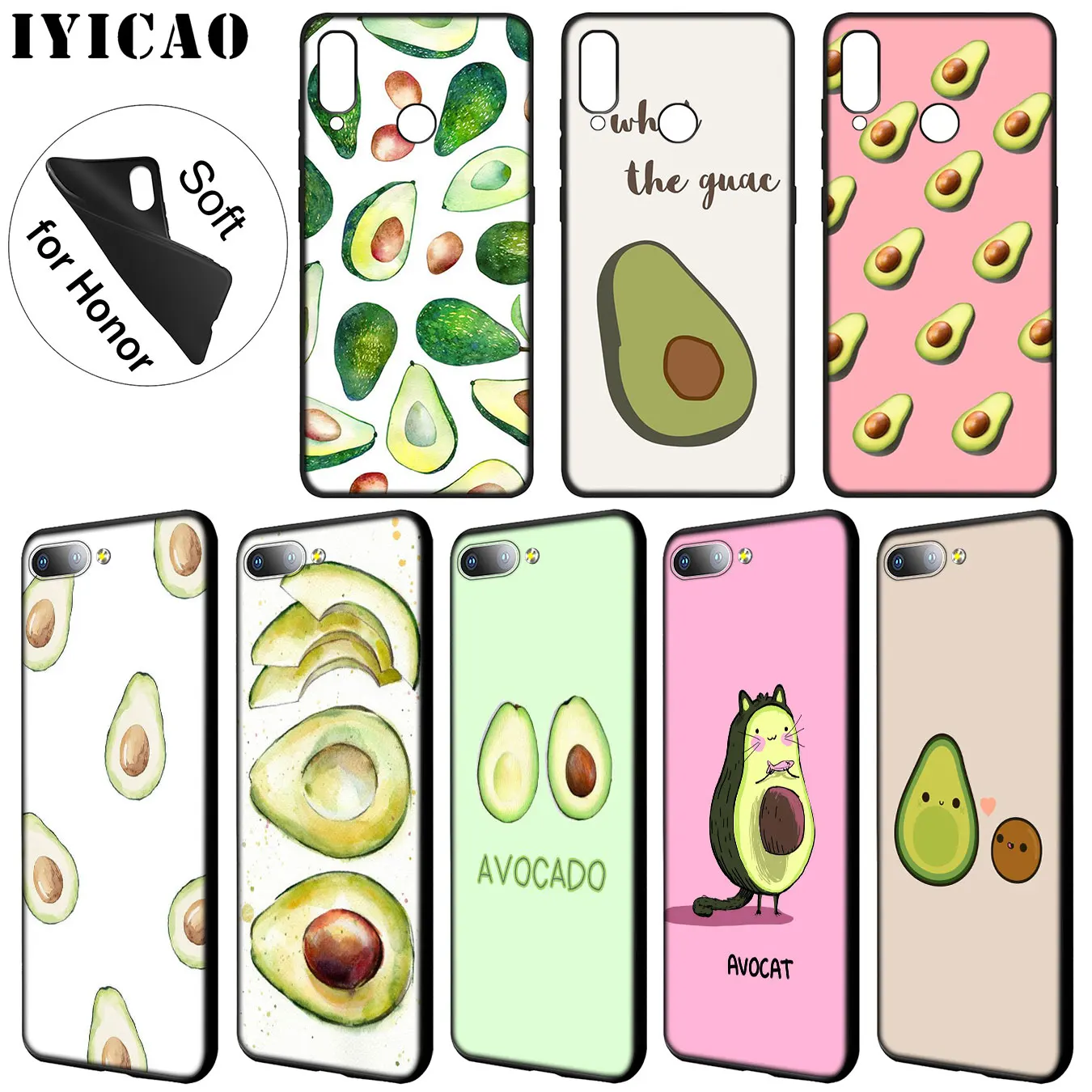 IYICAO Art Funny Tumblr авокадо Мягкий силиконовый чехол для Huawei Y9 Y7 Y6 Prime 2019 Honor 20 8C 8X 8 9 9X 10 Lite