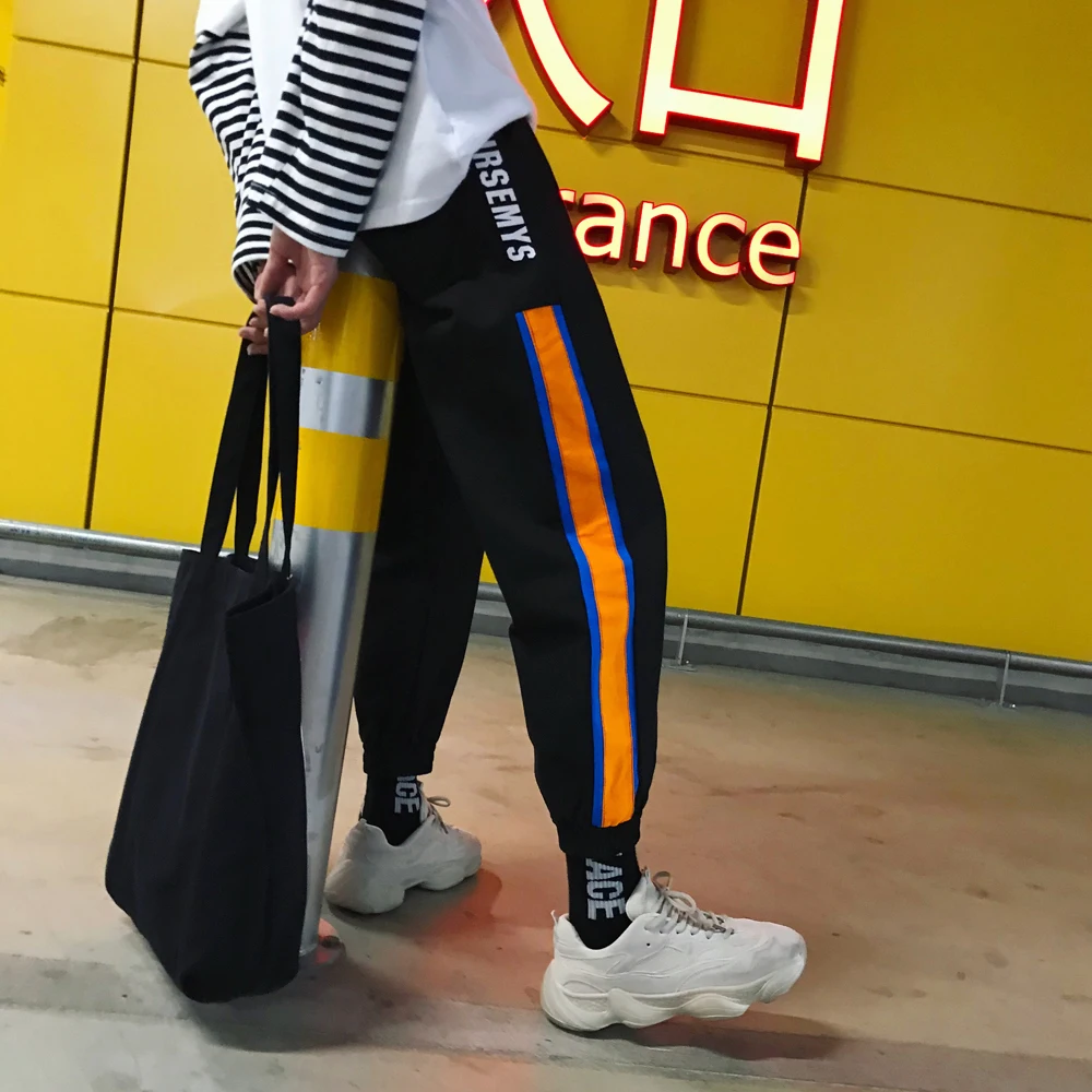 Fashion Casual Men's Cropped Trousers Autumn New M-2XL Color Matching Loose Beam Pants Black Red Personality Youth Popular Fashion Casual Men's Cropped Trousers Autumn New M-2XL Color Matching Loose Beam Pants Black Red Personality Youth Popular