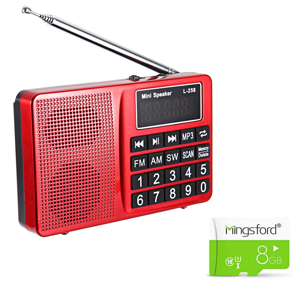 Портативный Мини L 258 FM/AM/SW Многополосный Радио Спикер Mp3 плеер ЖК Дисплей