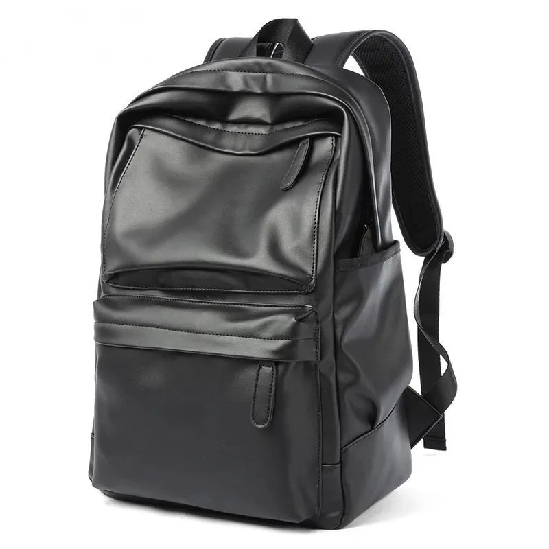 Men Laptop Backpack Daily Work Backpack Men Black Leather Schoolbag ...