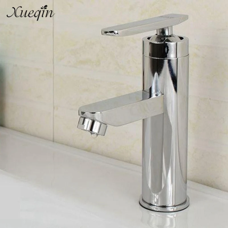 Günstige Xueqin 1 PC Chrome Kupfer Wasser Wasserhahn Einzigen Griff Heiß Kalt Wasser Mischen Armaturen Waschbecken Waschbecken Wasserhahn Für Zuhause küche Bad