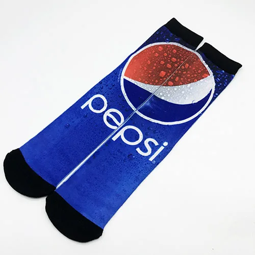 Многоцветный Pepsi Cola модные забавные носки с принтом для мужчин и женщин носки с 3d принтом 200 трикотажные Компрессионные носки с масляной росписью - Цвет: Многоцветный