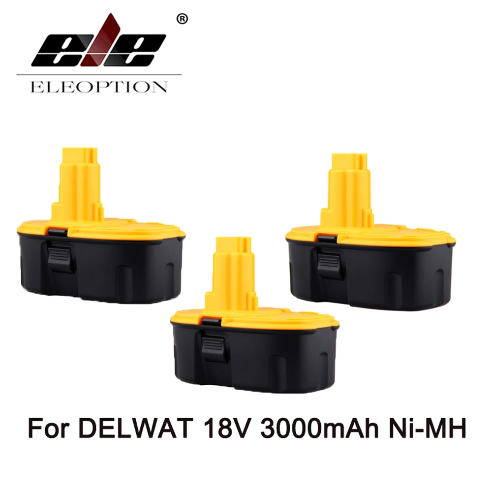 

ELEOPTION 3PCS Ni-MH 18V 3000mAh 3.0Ah Power Tool Battery For Dewalt DC9096 DW9096 DE9095 DE9096 DE9098 DW9095 DW9096 DW9098