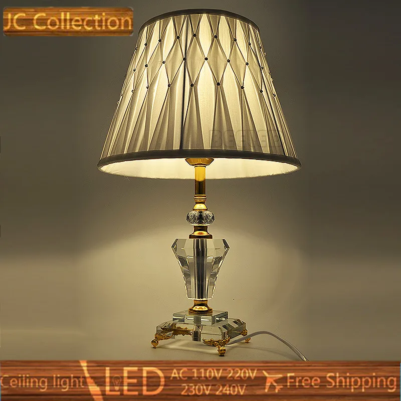 Crystal Table Lamp clear Vintage Desk Lamp E27 Bulb 220V 110V Bedroom Bar Table Light Desk Light