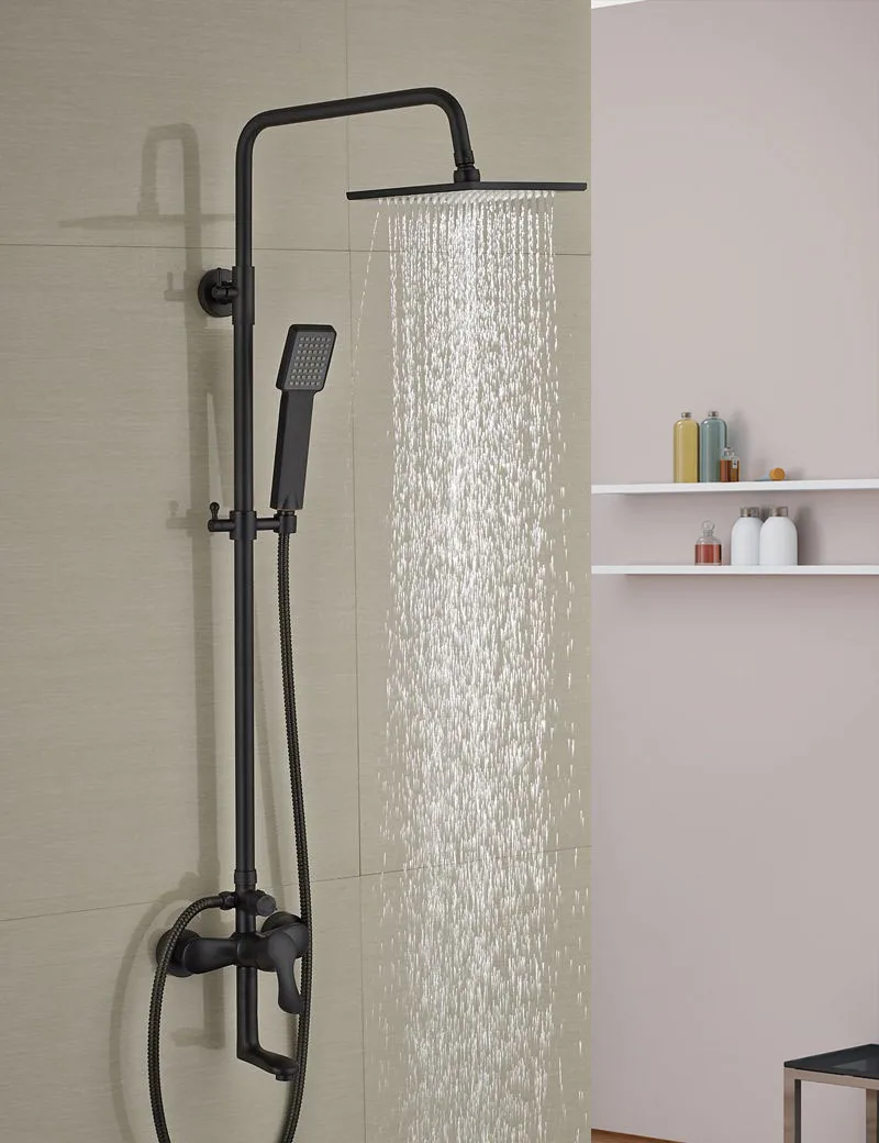 Luxury Oil Rubbed Bronze 8 Square Rain Shower Head Faucet Tub