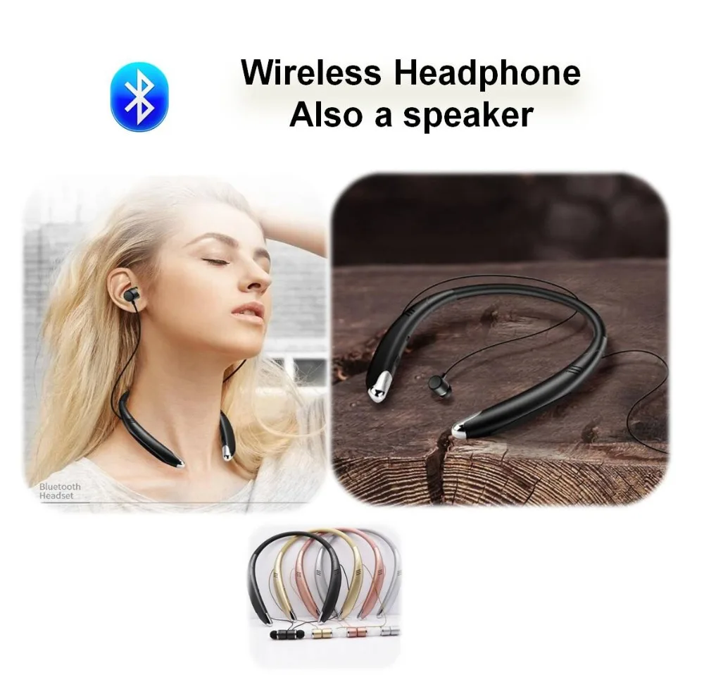 

2 in 1 Magnetic Bluetooth Earphone with Mic Wireless Speaker Sports Running Necklace For Xiaomi Huawei Car iPhone Universal