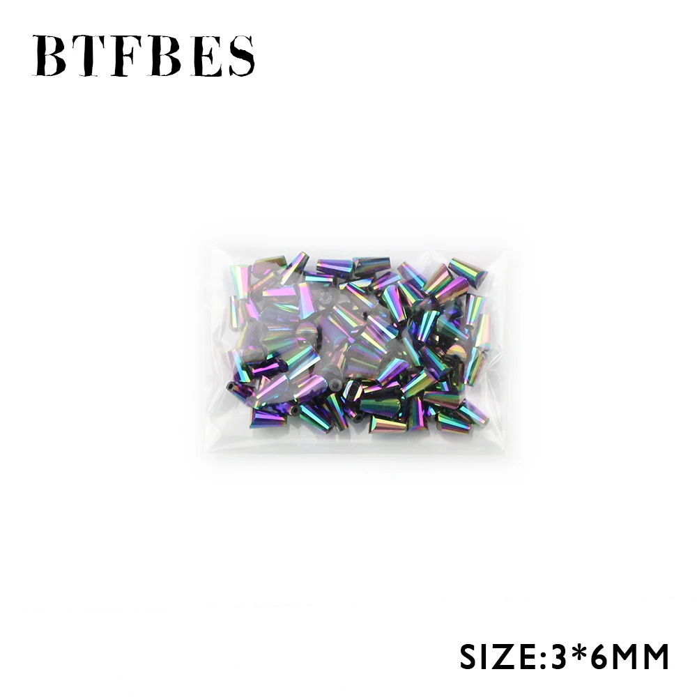 Конические Австрийские бусины разделители BTFBES 3*6 мм 95 шт. цветные с покрытием для