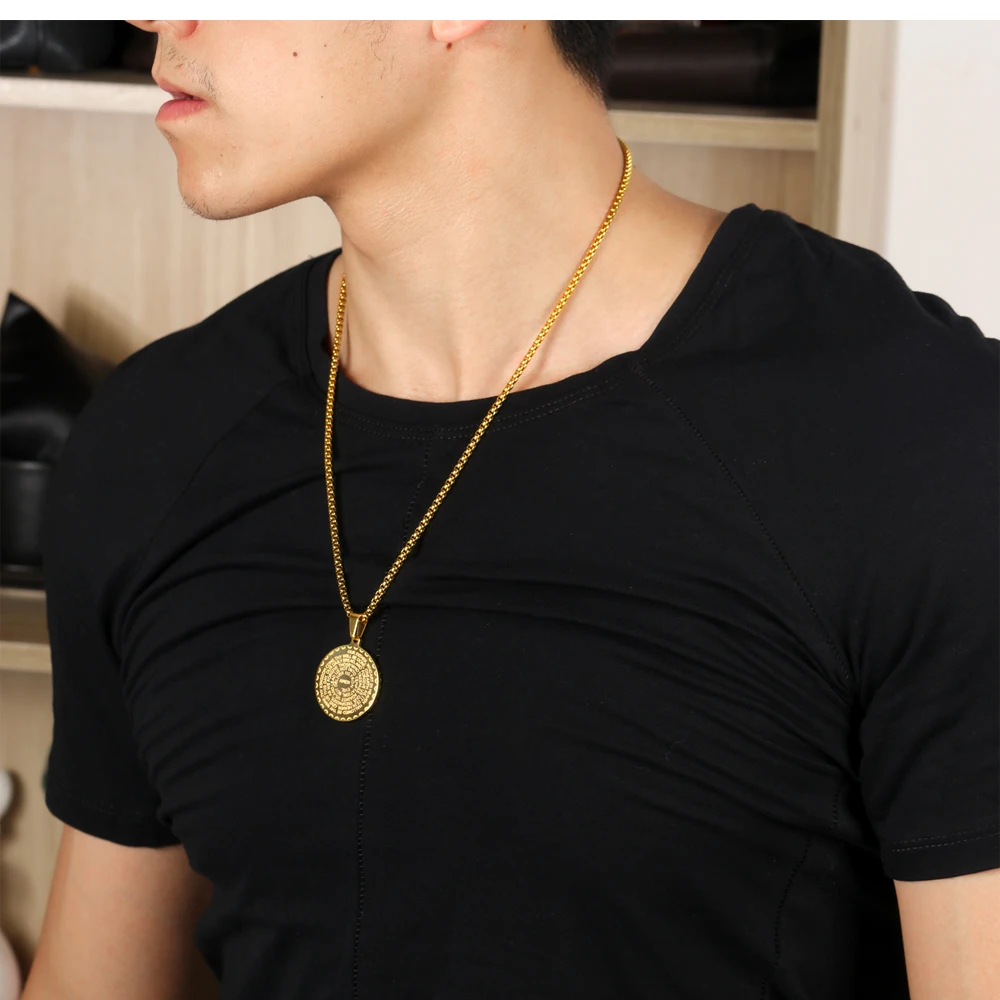 

Fate Love Hand Coin Medal Pendant Bible Verse Prayer Men Women Necklace Gold Color Big Prayer Jesus Vintage For Men Gifts FL1456