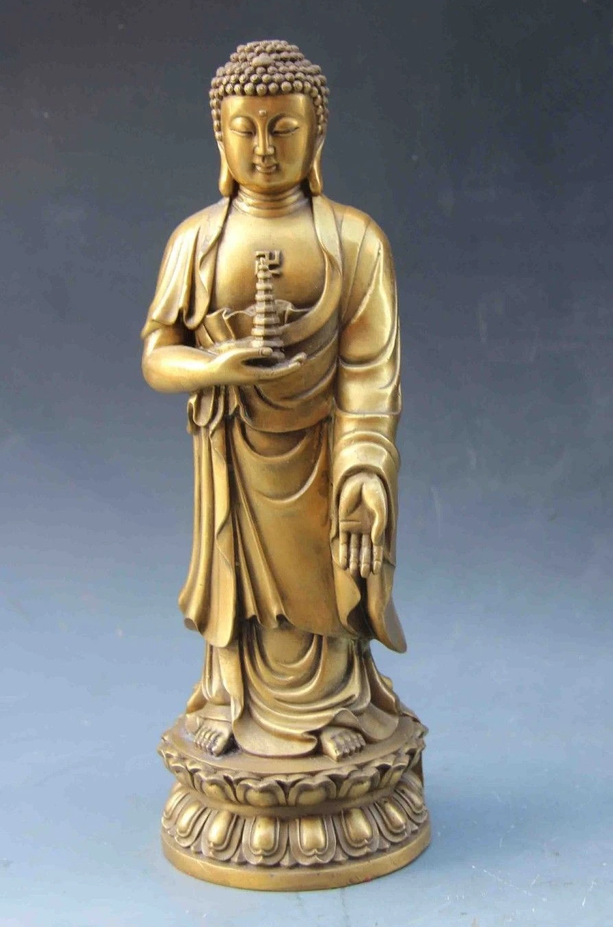 

Tibet Buddhism Brass Copper Pagoda stupa Sakyamuni Amitabha RuLai Buddha Statue