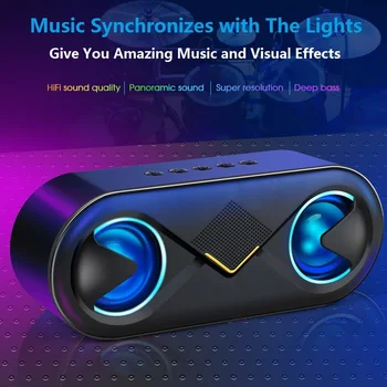 

Portable Speaker Bluetooth 5.0 Speakers Wireless Hifi Speaker Support TF Card AUX USB with LED Bluetooth Column Soundbar